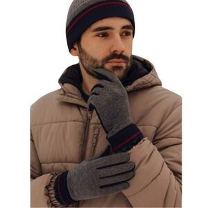 LEVIS Stretch Active Fit Inteli-touch Gloves Knit Cuff Silicone Grip Gray
